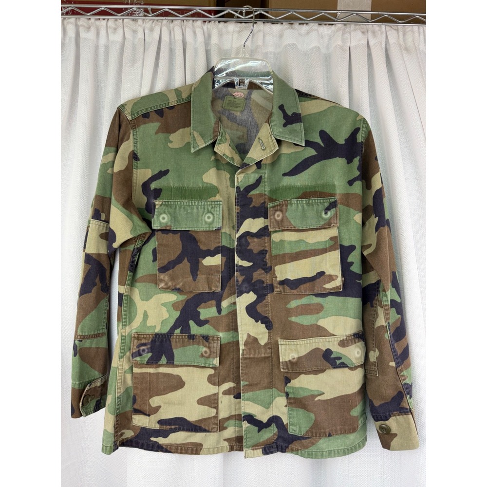 Vintage Military Woodland Camo BDU Field Jacket Small Short Shacket Army